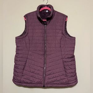 Free Country Quilted Puffer Reversible Vest Quilt/Faux Fur Purple/Plum sz 1X
